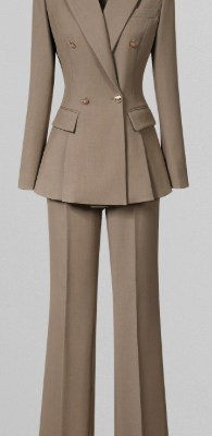 Women's Slim-Fit Khaki Business Suit Set