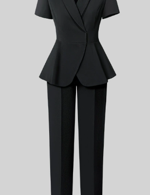 Women's Black Summer Suit Set: Lightweight, Short-Sleeve Professional Attire