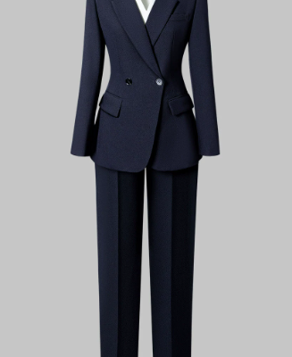 Women's Navy Blue Formal Shirt & Suit Set
