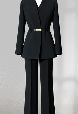 Women's Premium Black Suit Set — Chic & Sophisticated Spring/Autumn Style | Casual Professional Business Attire