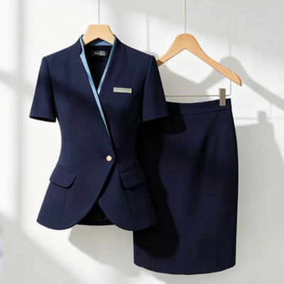 Women's Stylish Lightweight Short-Sleeved Professional Skirt Suit for Summer