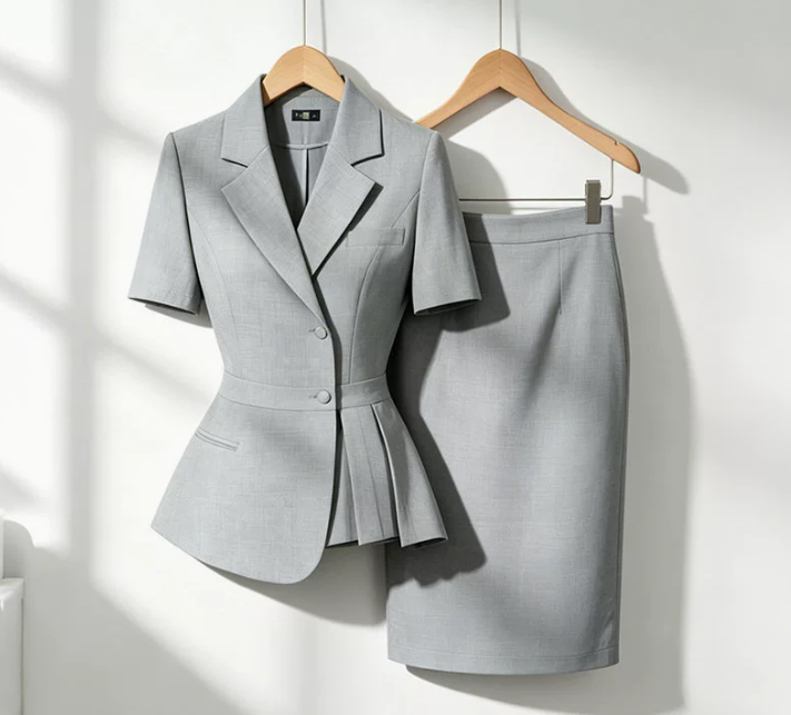 High-end lightweight short-sleeved women's professional suit set for summer - Image 3