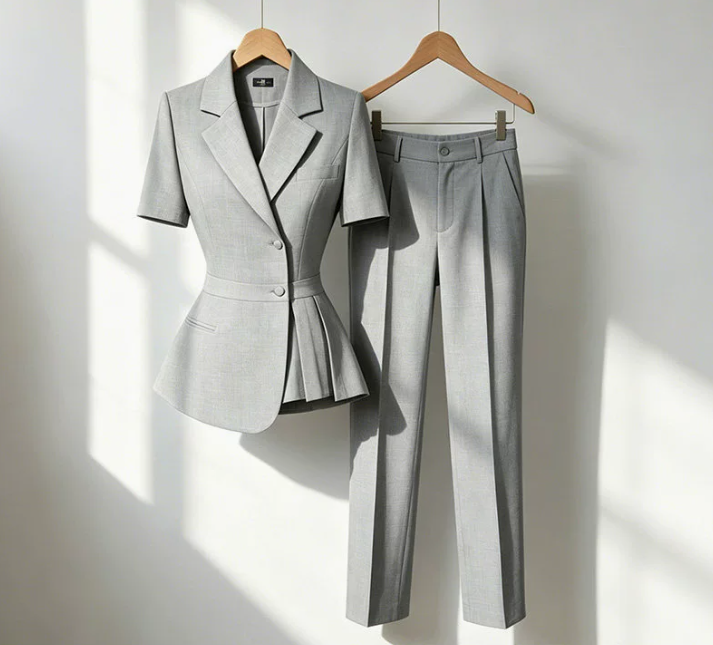 High-end lightweight short-sleeved women's professional suit set for summer - Image 4
