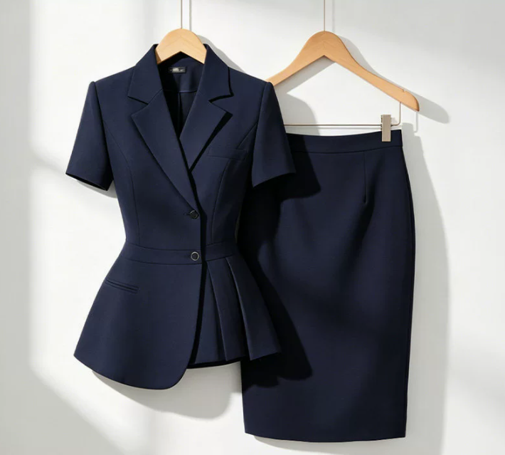 High-end lightweight short-sleeved women's professional suit set for summer
