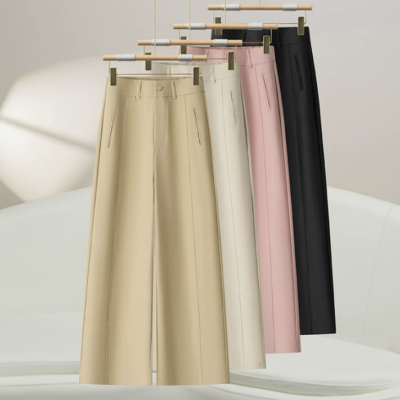 Women's wide-leg suit pants, new summer style, high-waisted, flowing, high-end straight leg pants