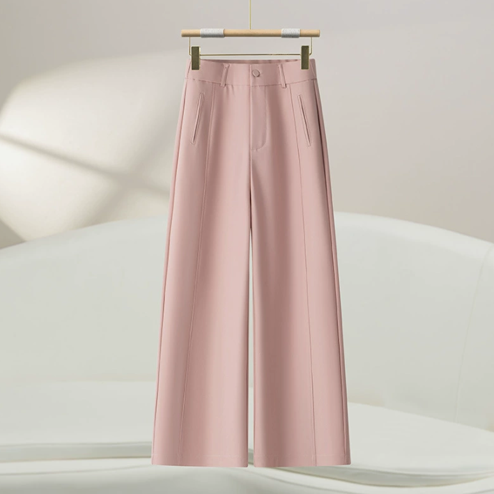 Women's wide-leg suit pants, new summer style, high-waisted, flowing, high-end straight leg pants - Image 4