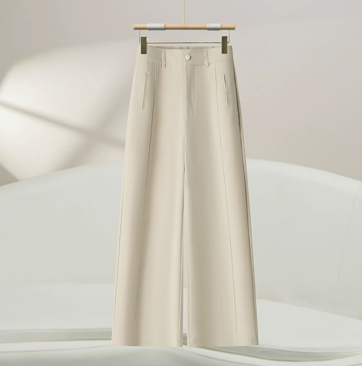 Women's wide-leg suit pants, new summer style, high-waisted, flowing, high-end straight leg pants - Image 5