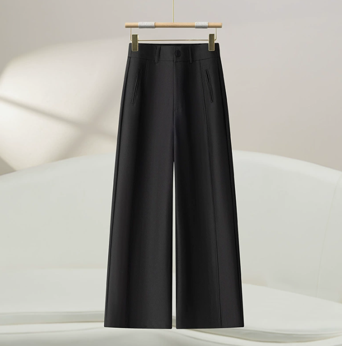 Women's wide-leg suit pants, new summer style, high-waisted, flowing, high-end straight leg pants - Image 2