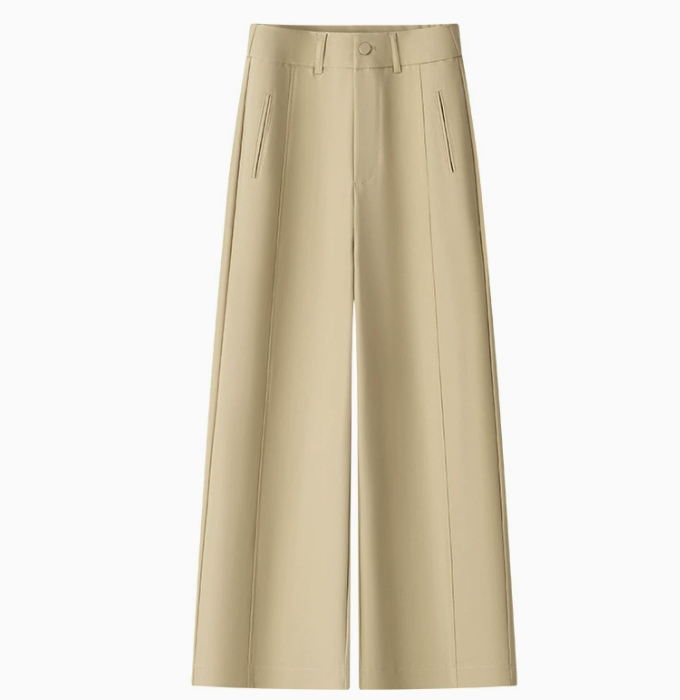 Women's wide-leg suit pants, new summer style, high-waisted, flowing, high-end straight leg pants - Image 3