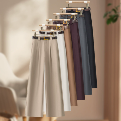 Premium Women's High-Waisted Wide-Leg Suit Trousers – New Summer Floor-Length Straight-Leg Style