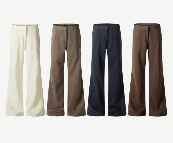 Women's slight-flare suit trousers—slimming and sophisticated.