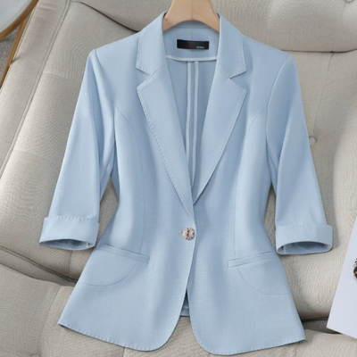 Women's 3/4 sleeve blazer, lightweight, new summer style, high-end look, short and elegant.