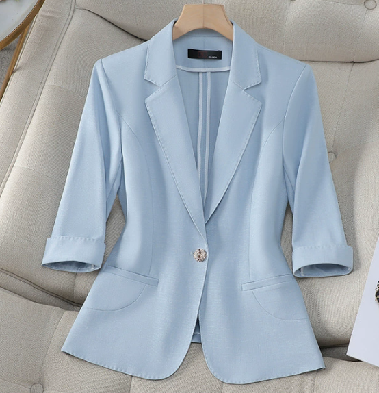 Women's 3/4 sleeve blazer, lightweight, new summer style, high-end look, short and elegant.