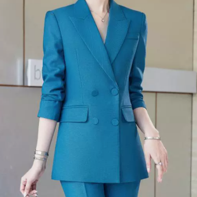 Women's Double-Breasted Blazer – Stylish, Sophisticated Formal & Professional Wear for Autumn/Winter